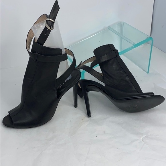 Barbara Bui Sz 38 Black Leather Ankle Wrap Heels - Picture 4 of 16